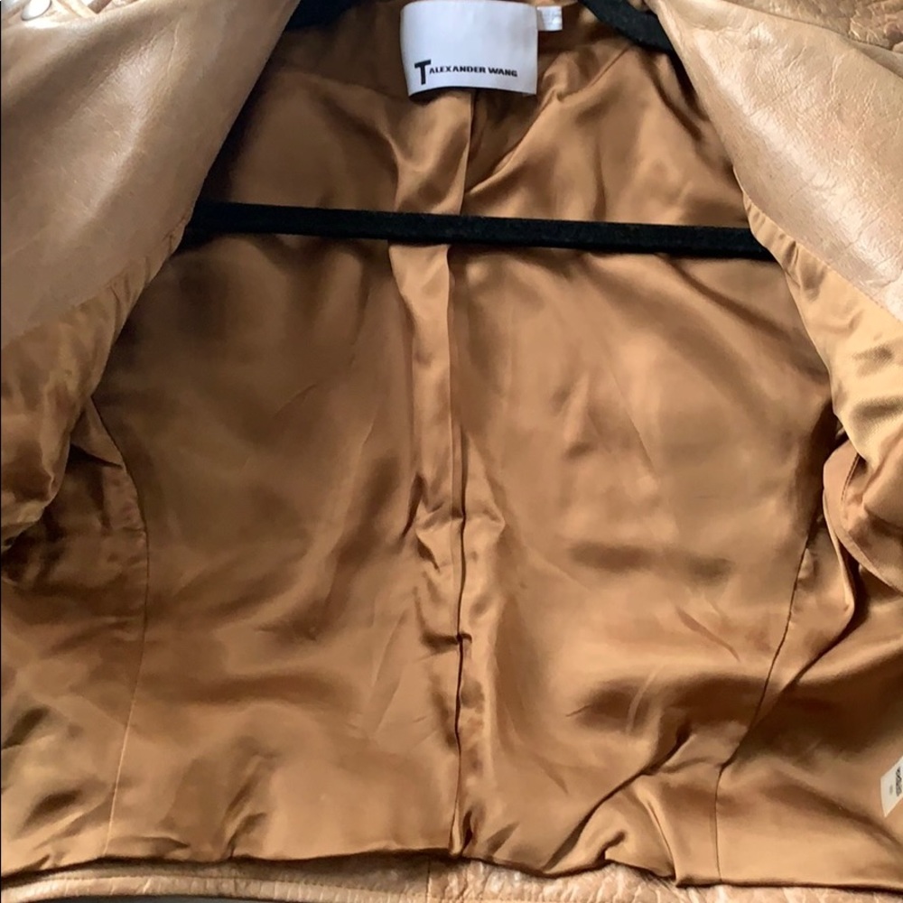 T Alexander Wang Distressed Crop Motto Leather Jacket - Picture 11 of 16